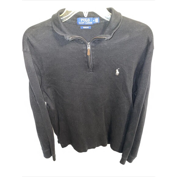 Polo Ralph Lauren Estate Rib Men’s Sweat Shirt Size Medium Black Flesh Pony - Picture 1 of 12